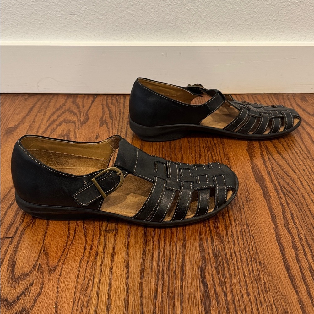 Array Black Woven Leather Fisherman Sandals, 8.5N - Picture 7 of 12